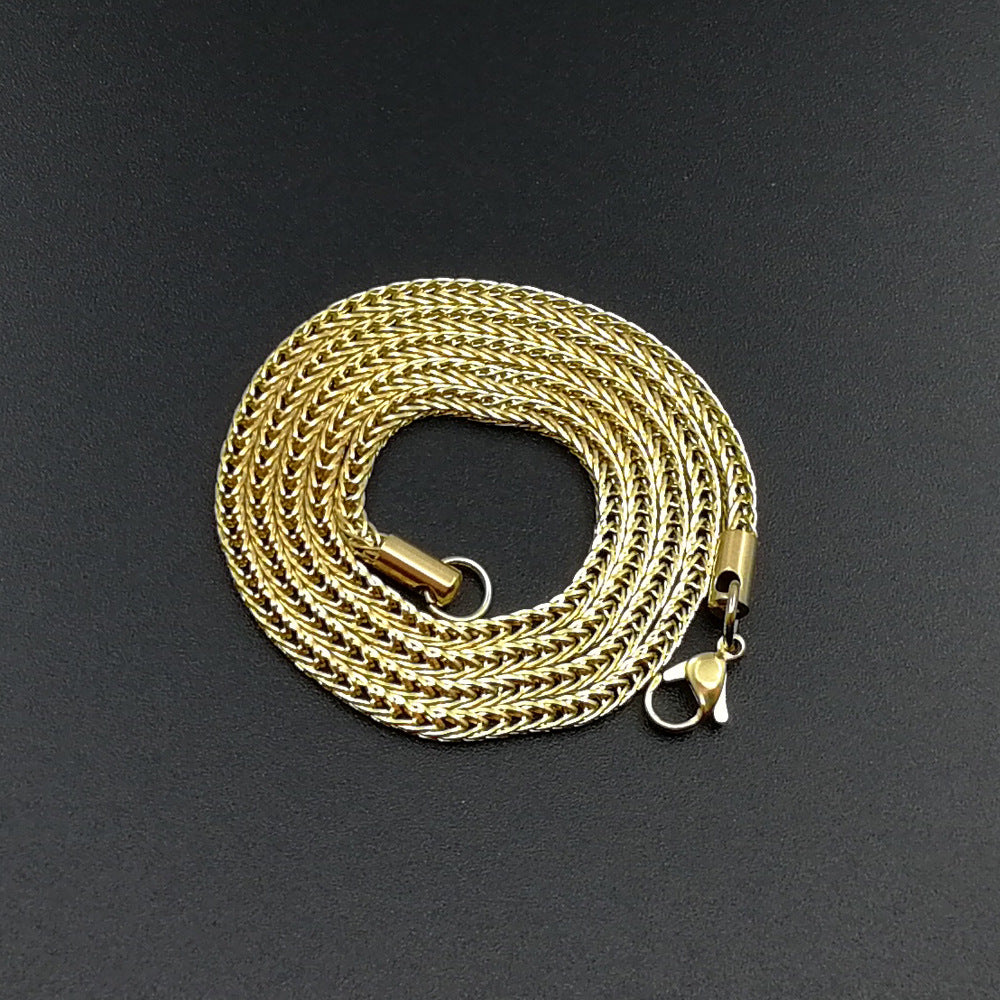 60cm Vacuum Electroplating Stainless Steel Chain Men 3mm