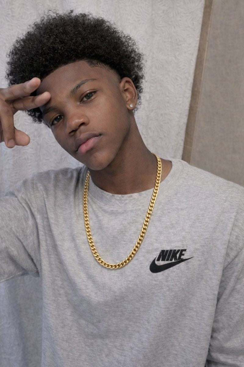 Stainless steel six-sided grinding keel Gold chain Men Women Unisex